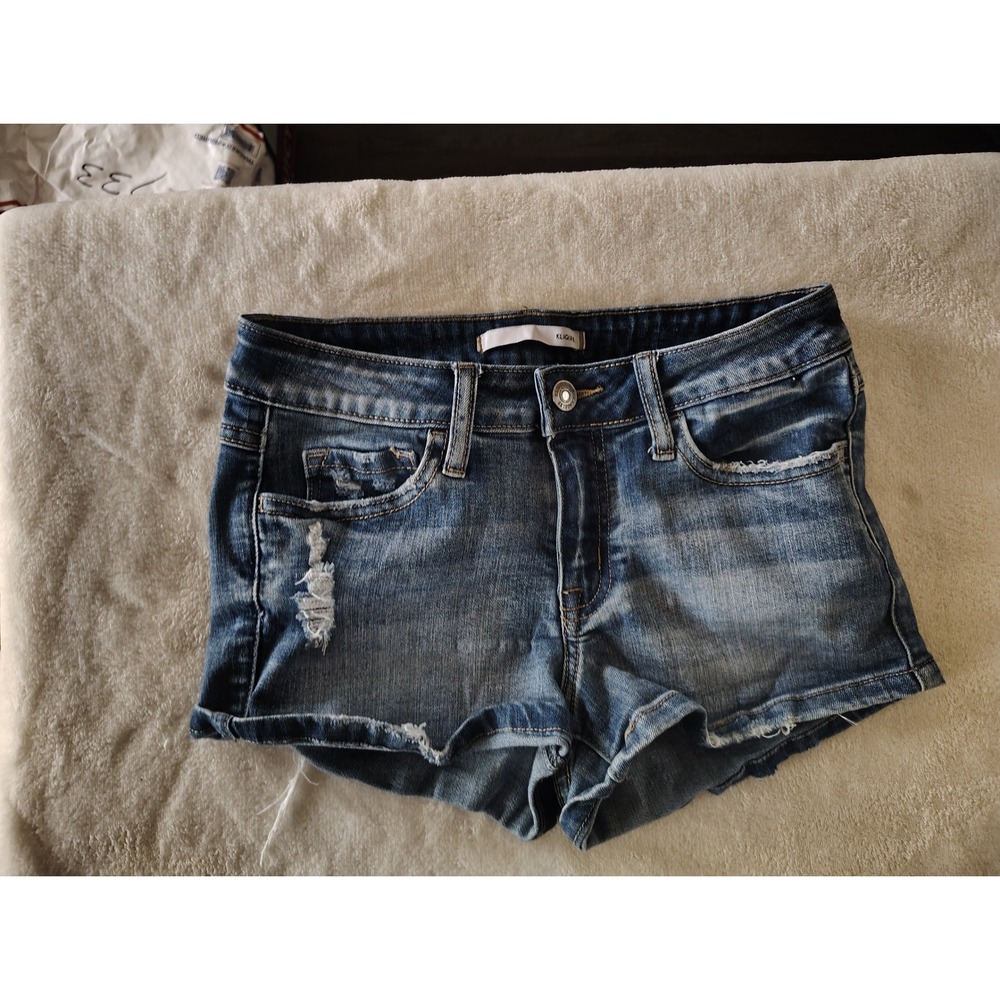 Klique B. Distressed Denim Shorts Medium Wash Ripped‎ Frayed Size 25 KL208